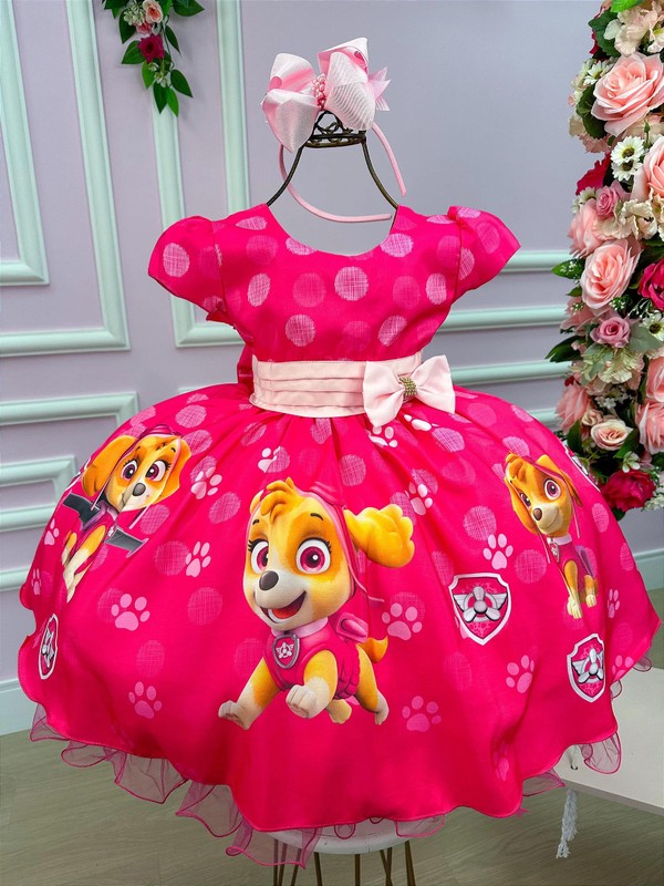 Vestido Temático - Skye - Patrulha Canina Pink 