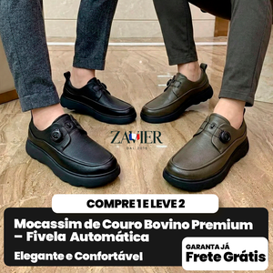 [COMPRE 1 E LEVE 2] – Mocassim de Couro Bovino Premium – Fivela Automática – Elegante e Confortável
