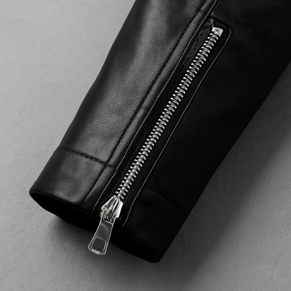Jaqueta Masculina de Couro com Cinto Frontal