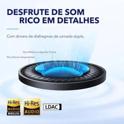 Fone Headphone Anker Soundcore SPACE Q45 Wireless Over-Ear Cancelamento de Ruidos Preto - A3040011-G