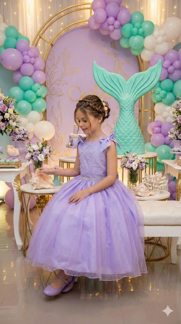 Vestido Luxo Lilás Inspiração - Ariel 
