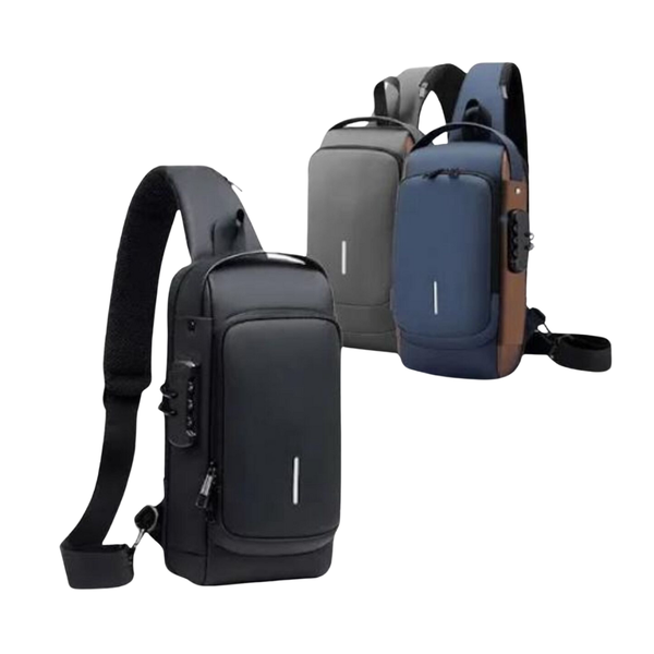 Mochila masculina com cadeado à prova d\'água anti-roubo
