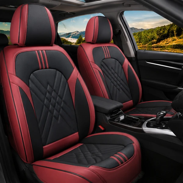 Kit Completo de Capas para Banco de Carro Averon em Couro Legítimo Universal 5 Lugares Com Airbag + Tapetes e Capa de Volante