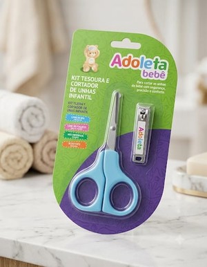 KIT TESOURA E CORTADOR DE UNHAS INFANTIL AZUL
