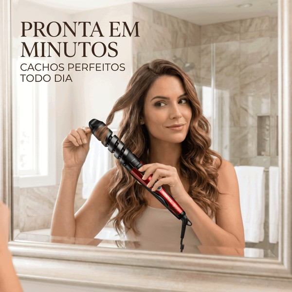 Modelador de Cachos Spiral Infinity, Vermelho/Preto, Bivolt - EM-05