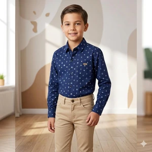 3363 CONJUNTO TEEN CAMISA E CALÇA SARJA MARINHO MENINO ANUSKA