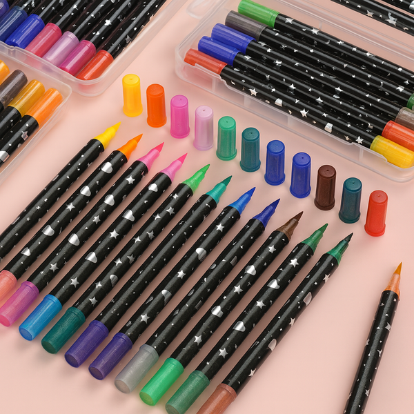 Canetas para Colorir com Glitter 2 pontas com 48 Cores