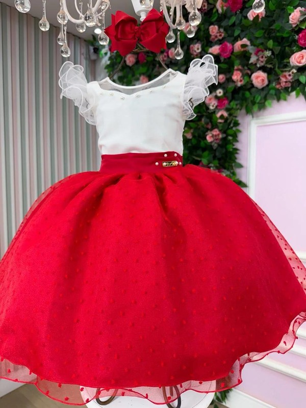 Vestido Duo Color - Vermelho C/Branco