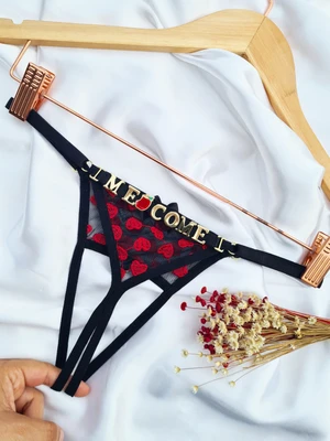 Calcinha Secretária Tule Corações Personalizável