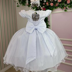 Vestido Luxo Manga Princesa - Branco Bordado 