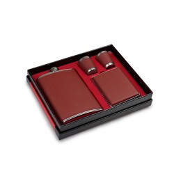 Kit Cantil 4 Peças (Cantil - Cigarreira - 2 Copos) - Marrom
