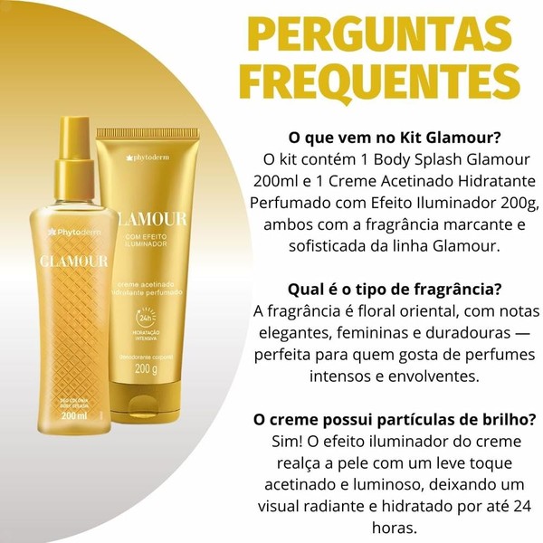 Kit Deo Colônia Body Splash 200 ml Creme Acetinado 200 gr Phytoderm Glamour