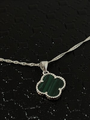 COLAR SINGAPURA 45CM+PINGENTE TREVO VERDE 