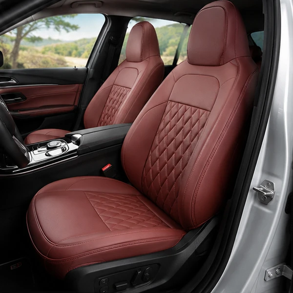 Kit Completo de Capas para Banco de Carro Evurus em Couro Legítimo Universal 5 Lugares Com Airbag + Tapetes e Capa de Volante