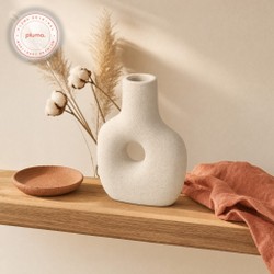 Vaso de Cerâmica Mikonos Circular Branco 17cm