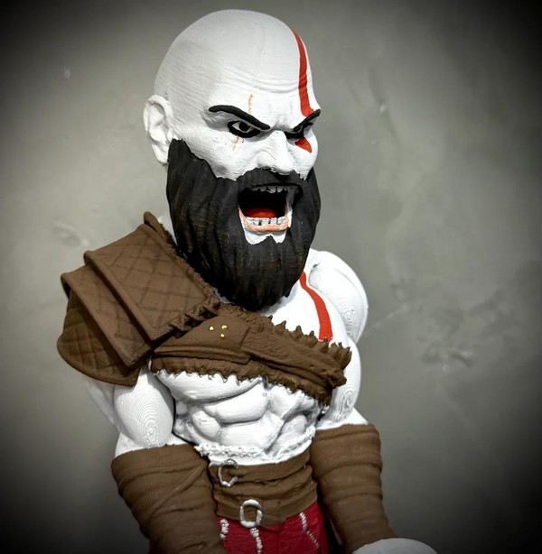 Suporte Premium Para Controle de Playstation e Xbox Kratos de luxo pintado a mão Pronta Entrega com chaveiro de brinde