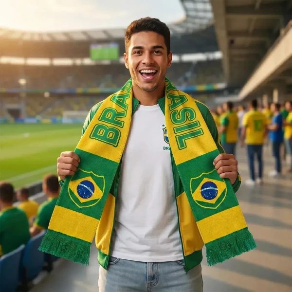 Cachecol Seleção Brasileira Verde e Amarelo Copa do Mundo – Grande