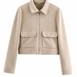 Jaqueta Feminina Cropped de Inverno com Zíper