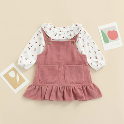 Conjunto Jardineira Salopete Babado Verão