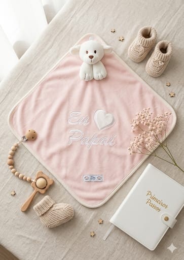 NANINHA ZIP BLANKET CETIM EU AMO PAPAI ROSA