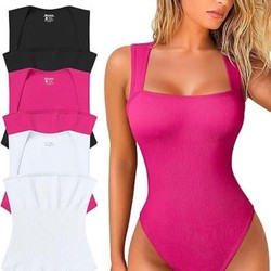 Body Feminino Modelador Canelado Sem Costura com Decote Quadrado