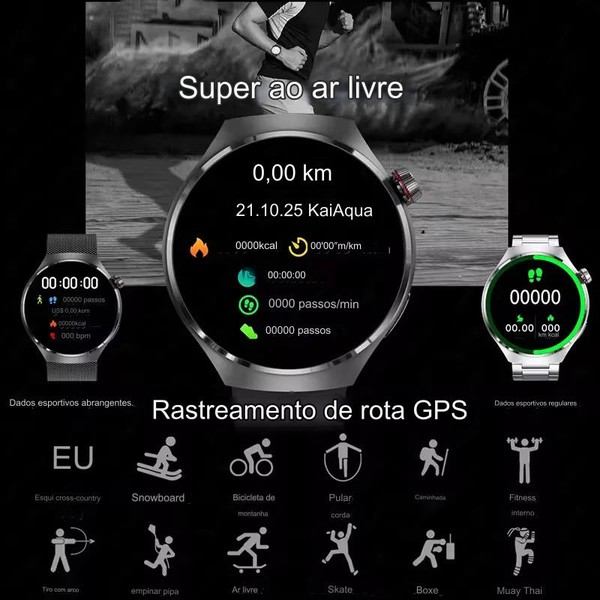 SmartWatch 4 com monitoramento de oxigênio Monitor cardíaco faz e recebe chamadas Notificações por SMS