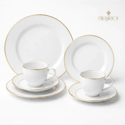 aparelho de jantar 42 peças Jogo de Jantar Porcelana Pratos de Porcelana para Jantar Majesty Gold