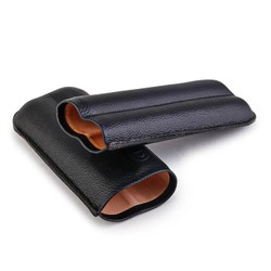 Porta 2 Charutos em Couro Crawdaut Long - Preto