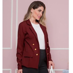 Blazer Alfaiataria Feminino Casaco Social Com 6 Botão 