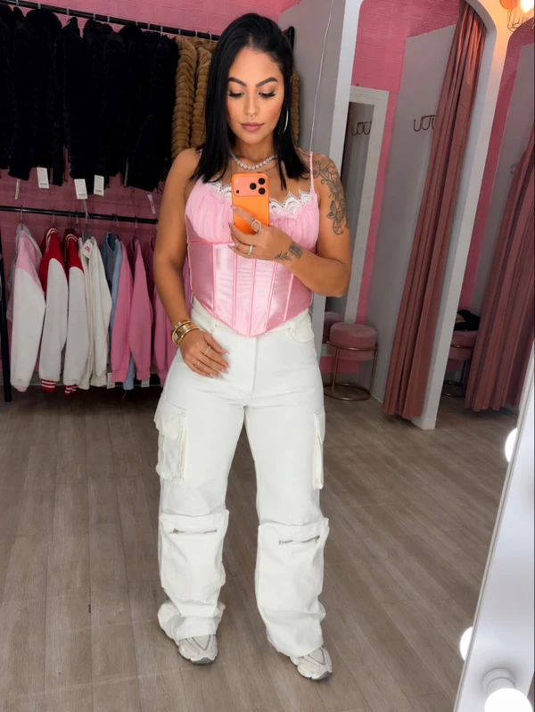 Calça cargo crua 