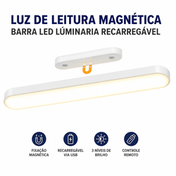 Luminária de Leitura Magnética Barra LED Recarregável