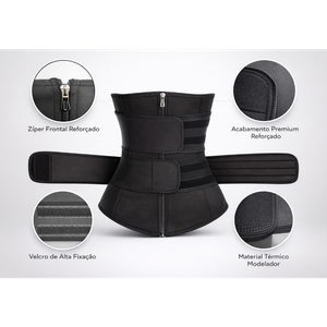 Cinta Modeladora Abdominal com Zíper e Velcro de Alta Compressão