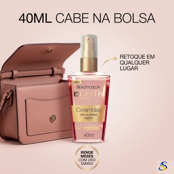 Elixir Ceramidas BeautyColor Sela Pontas Duplas e Controla Frizz em Cabelos Danificados por Química e Calor sem Deixar Aspecto Oleoso ou Pesado 40ml