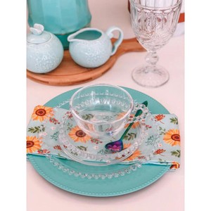 Conjunto 4 Pratos de Cristal p/ Sobremesa 20 cm Pearl Bolinha Wolff Transparente