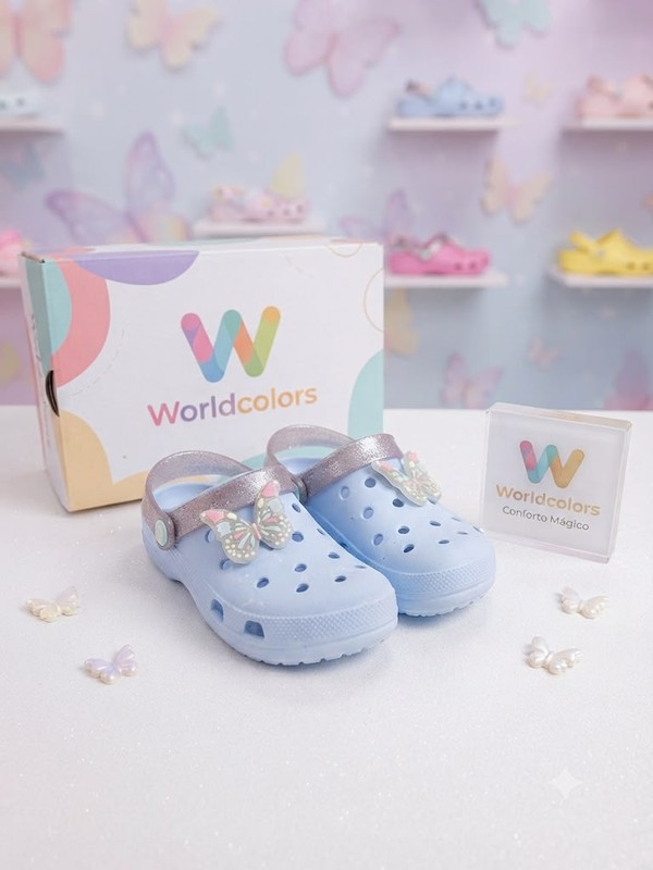 BABUCHE BABUCHE POP KIDS - AZUL ACQUA/PRATA GLITER 125042 (AVARIA)