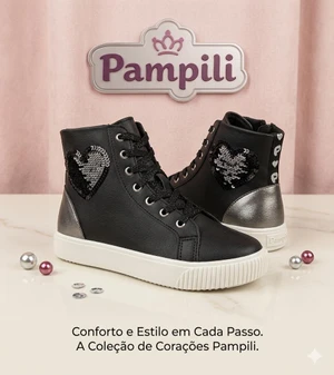 TENIS PAMPILI INFANTIL LUNA PRETO SINT - 435147 (AVARIA)