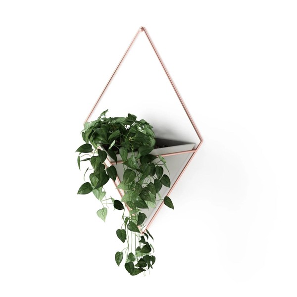Vaso Decorativo Cachepot de Parede Triangular de Concreto 18 cm x 11,5 cm