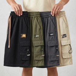 [Leve 4, Pague 2] Bermuda Zader Masculina em Algodão Twill, Poliéster e Elastano de Modelagem Ampla com Bolsos Cargo Utilitários 