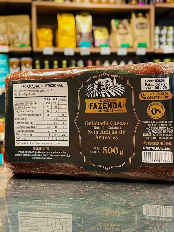 Goiabada Cascão Zero Adição de Açúcar Fazenda de Minas 500 g