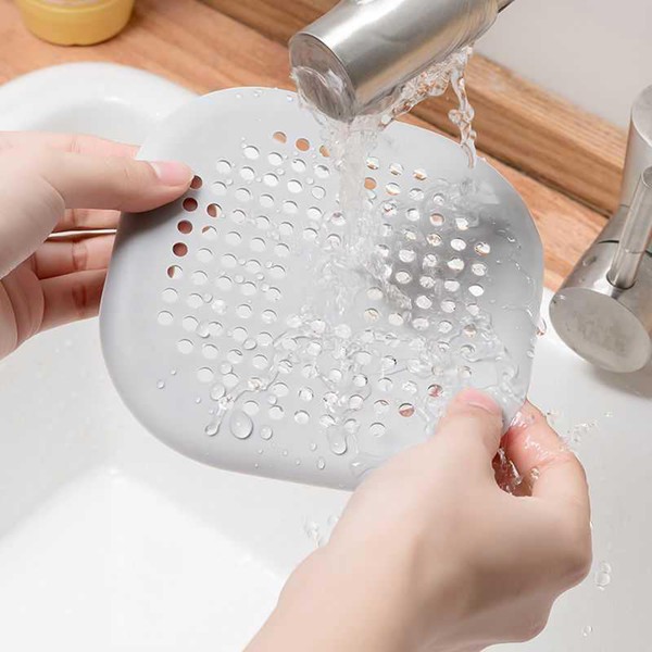 Adesivo de drenagem de chão de silicone quadrado, filtro de cabelo de esgoto de banheiro, capa de drenagem de chão de banheiro doméstico
