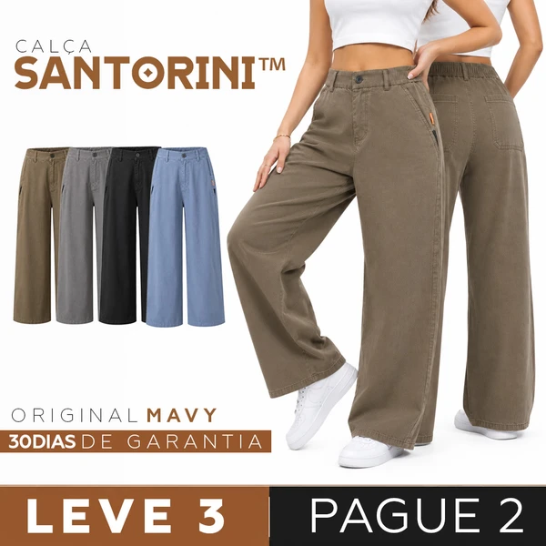 [Leve 3 Pague 2] Calça Feminina Santorini em Algodão e Seda Gelo (Moderna e Sofisticada!)