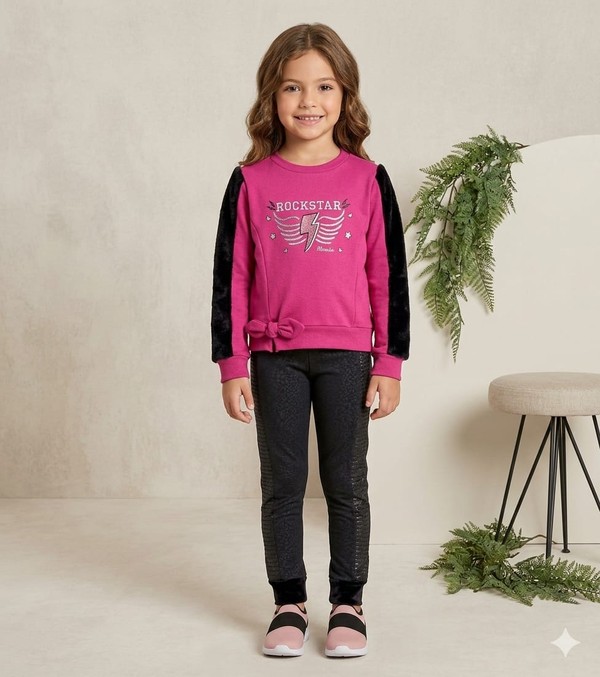 CONJUNTO INVERNO  BLUSA E CALÇA FUCSIA PARAISO - 13185
