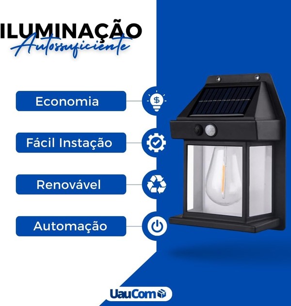 Luminária Solar Externa Potente Arandela Energia Solar