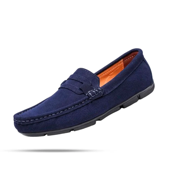 Sapato Mocassim Masculino de Camurça Azul