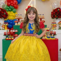 Vestido Temático Luxo Bordado - Branca de Neve  