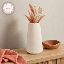 Vaso de Cerâmica Mikonos Cilindrico Branco 19cm