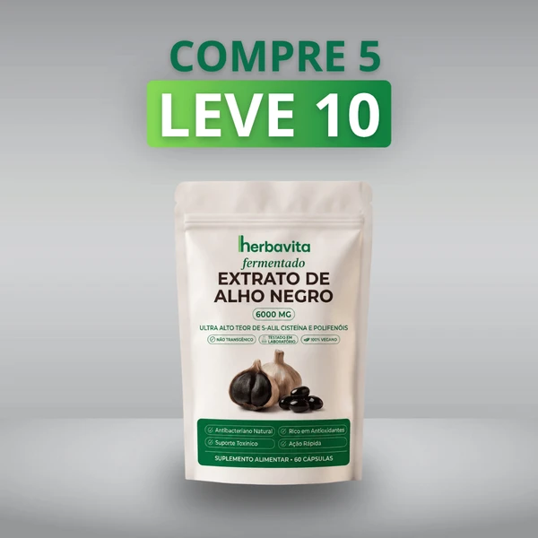 Herbavita® Alho Negro Fermentado 6.000mg - 10% de Desconto no Pix + Frete Grátis