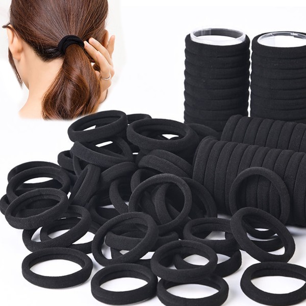 50/100 peças de faixas de cabelo pretas e brancas, faixas de cabelo femininas, faixas de cabelo de borracha de alta elasticidade, faixas de cabelo