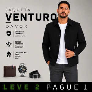 Jaqueta Masculina Venturo em 100% Algodão Premium (Estilo Soberano!) +BRINDE: Relógio, Cinto e Carteira