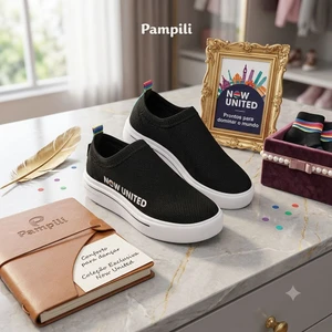 547010 TENIS  CRUSH  PRETO TEC FEMININO PAMPILI